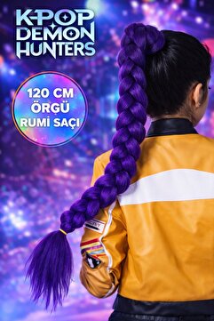 TOYFEST İblis Avcıları K-POP Karakteri Rumi Demon Hunters Cosplay Örgü Saç Mor Kanekalon Afrika Örgüsü 120cm