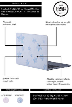 Mcstorey Macbook Air Kılıf 13inç Desenli Darbe Koruyucu A1369 A1466 (ESKİ USB'Lİ MODEL 2010-2017) Uyumlu