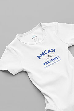 Overoz Amcası Gibi Yakışıklı Yazılı Bebek Zıbın Bebek Hediyelik Dayı Amca Yazılı Bebek Body Zıbın 5837-D