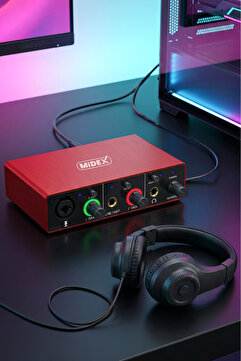 Midex Glx-500 Pro-hd 2 Giriş 2 Çıkış Usb Stüdyo Ses Kartı Kulaklık Ve Xlr Kablo