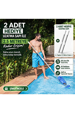 Yousky El Tipi Akülü Şarjlı Havuz Süpürgesi - 2 Adet Sap Hediyeli - 2.57 m Erişim