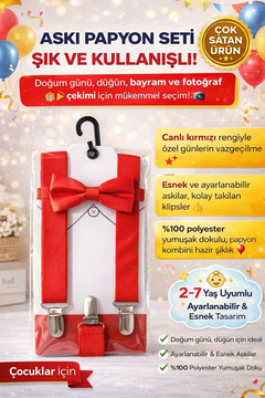 Babix 23 Nisan 19 Mayıs 29 Ekim Okuma Bayramı Papyon Pantolon Askı Seti 2-7 Yaş Arası Uygundur
