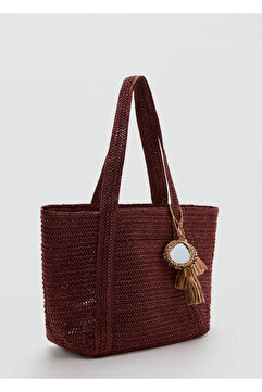 MANGO Doğal lif tote çanta