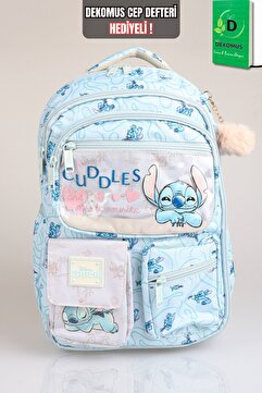 Stitch x Dekomus Lisanslı "Urban Aloha Collection" Özel Tasarım Büyük Boy Okul Çantası "Dekomus Cep