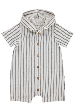 Civil Baby Çizgili Kapüşonlu 6-18 Ay Tulum - Lacivert 9-12 Ay