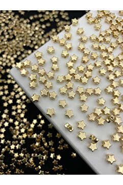 Hedef Bijuteri 50 adet Gold/ Altınsarısı 6mm CCB Yıldız,Metalize Metal Görünümlü Plastik Yıldız Boncuk,Takı Boncuğu