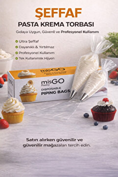 Pasta Ürünleri Tek Kullanımlık 72 Li Krema Torbası Şeffaf