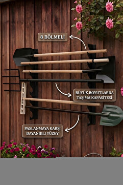 Grandmix Metal Bahçe Garaj Alet Askı Aparatı Duvara Monte Kürek Organizer Tutucu Raf