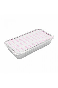 Genel Markalar 100lü Kapaklı Alüminyum Kap 500 Gr- 100 Adet Alüminyum Tabak/kase Kapak Dahil-(21X12X3,5 CM)