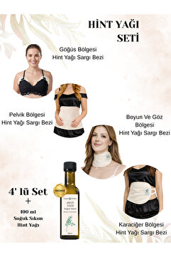 Dengeli Market HİNT YAĞI SARGISI 4'LÜ SET: KARACİĞER, PELVİK, BOYUN VE GÖĞÜS SARGI BEZİ+100 Ml HEXANSIZ HİNT YAĞI