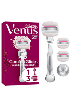 Gillette Venus Pro ComfortGlide Sugarberry Kokulu Kadın Tıraş Makinesi, Olay Nemlendirici