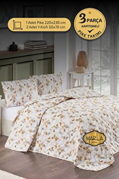 MARLA HOME Çift Kişilik Pike Takımı | Battal Boy | 220x230 cm | Çok Amaçlı Yatak Örtüsü & Battaniye