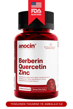 anocin Berberin Complex Quercetin ve Çinko Karamuk Berberis Vulgaris 30 Kapsül Aromasız