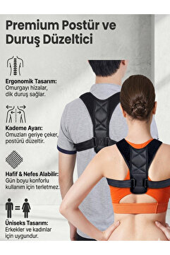 Ankaflex Highconcept Medikal Deri Desenli Korse Ortopedik Dik Duruş Korsesi Kamburluk Korsesi