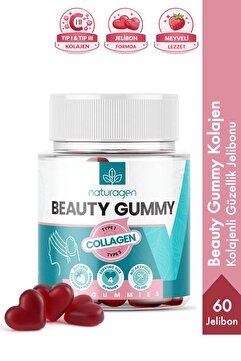 Naturagen Beauty Gummy Tip 1 & 3 Kolajen 60 Adet Jelibon Form | Takviye Edici Gıda | Hidrolize Kolajen