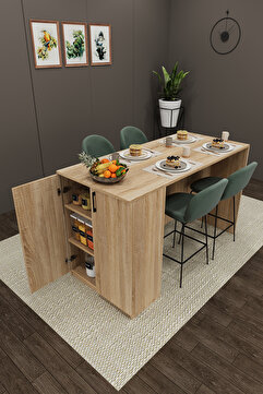 Asra Trend Lüks Mutfak Adası %100 MDF Çok Amaçlı Bar Yemek Masası Kahve Köşesi Erzak Dolabı MA04