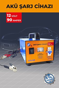 Atlas AKÜ ŞARJ CİHAZI 12 VOLT 90 AMPER 5 YIL GARANTİ