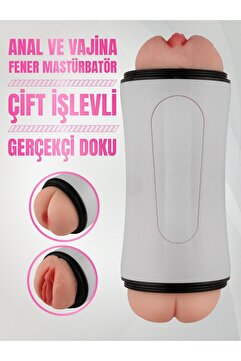 Lolita Shop Realistik Gerçekçi Doku Çift İşlevli Vajina Ve Anal Fener Tipi Cup Yapay Suni Mastürbatör Kupası