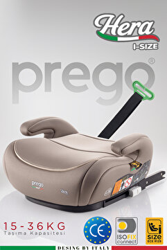Prego Hera 15-36 Kg Emniyet Kemeriyle Kullanılabilen Isofixli Oto Koltuğu Yükselticisi İ-Size-Belgeli BEJ