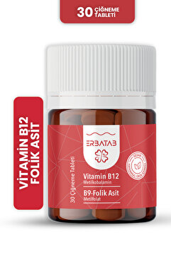 Erbatab Vitamin B12- Folik Asit B9 Tablet Metilkobalamin-Metilfolat