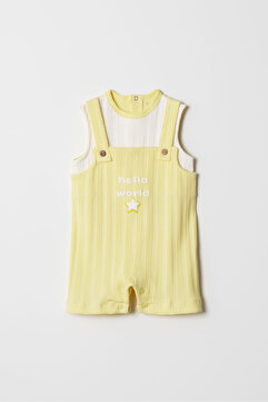 HAFY BABY Hello World Nakışlı Salopet Tulum