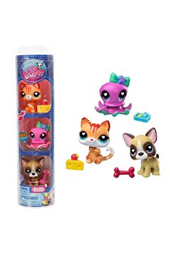 Littlest Pet Shop Minişler 3’lü Figür Seti S4 - 254&amp;255&amp;256 Kedi-Ahtapot-Boston Terrier Köpe