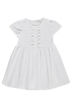 Civil Fiyonklu 10-13 Yaş Elbise - Beyaz