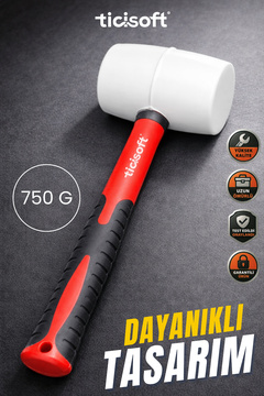 Ticisoft Profesyonel 750 Gr Kauçuk Çekiç Plastik Tokmak İz Bırakmayan Darbe Çekici | Dayanıklı Ergonomik Sap