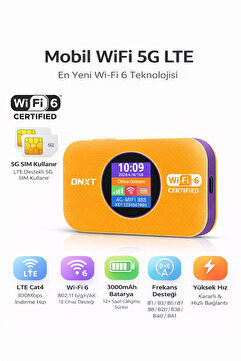 electroawm 5G Mobil WiFi Modem Taşınabilir Router WiFi 6 Destekli 300Mbps 3000mAh Bataryalı SIM Kartlı Hotspot