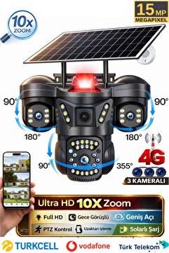 SONREİR RX66G Solar Güvenlik Kamerası Türkçe 4G Sim Kartlı PTZ Hareketli Gece Görüşlü Güneş Panelli Kamera
