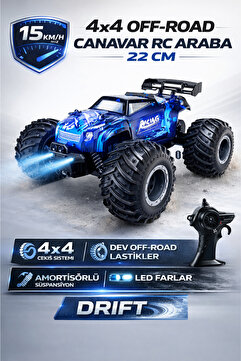 YILDIRIM OYUNCAK Uzaktan Kumandalı Araba Full Fonksiyon Şarjlı 22cm Işıklı Drift 4x4 20 Km Hız Yapan Off Road Jip