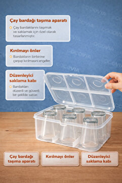 CocoVia Pratik 6 Bölmeli Çay Bardağı Taşıma / Piknik Bardak Taşıma Kutusu Seyahat Piknik Bardak Taşıma Aparatı Karavan Bardaklık