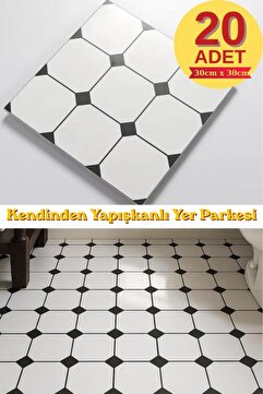 Renkli Duvarlar 20 Adet 30cmx30cm Yapışkanlı Karo Kemik Renk Floor Pvc Yer Zemin Kaplama Paneli Arkası Kauçuk 3319