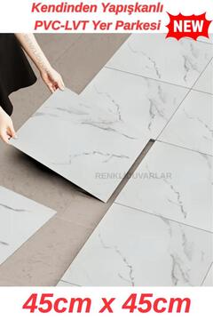 Renkli Duvarlar Kendinden Yapışkanlı 45x45cm 1 Adet Floor Pvc Yer Zemin Banyo Wc Kaplama Paneli Parke Arkası Kauçuk