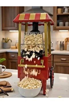 CASTU Mısır Patlatma Makinesi Yeni Nesil Yağsız & Sağlıklı Retro Popcorn Ev-Ofis Şık Tasarım 40 cm