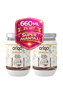 Origo 660 ml Soğuk Sıkım Hindistan Cevizi Yağı 2'li | Cam Kavanoz | Yenilebilir & Doğal Yağ