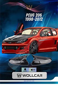 Genel Markalar Peug 206 Uyumlu Yarasa Ayna Kapağı 1998-2012 Batman Ayna Piano Black Ayna Kapağı