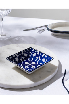 Madame Coco Reve Bleu Verve Kare Tabak - 12 cm - Mavi/Beyaz