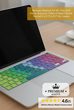 Mcstorey Macbook Air M1 13inç Kılıf Klavye Koruyucu Türkçe Q Baskılı Dazzle Touchıd'li A2179 A2337 Ile Uyumlu