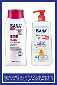 ISANA Med Duş Jeli %5 Üre Nemlendirici 250 ml + Vücut Losyonu %5 Üre 300 ml