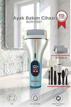 Torima Ayak Bakım Törpüsü Su Geçirmez Led Ekranlı Turbo Modlu Törpü BCM 1138T Beyaz
