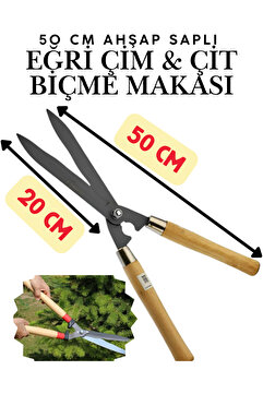 KAYRA LEATHER CRAFT Eğri Çim Budama Makası 50 cm Keskin Metal Bıçkılı Çalı ve Çimen Kesme Makası Bahçe Tipi Metal Makas