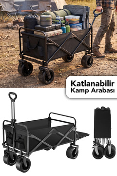 mimtec Kamp Taşıma Arabası - Fren Sistemli Katlanır Bahçe Piknik Pazar Market Vagon Taşıma Kamp Arabası