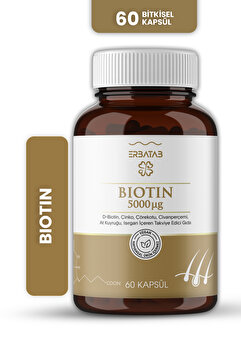 Erbatab Biotin (ÇİNKO ÇÖREKOTU CİVAN PERÇEMİ AT KUYRUĞU ISIRGAN EKSTRESİ) 60 Kapsül