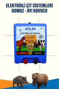 ATLAS ÜRÜNLERİ Elektrikli Çit Cihazı – 80.000 Volt Şoklama, Gece Gündüz Sensörlü