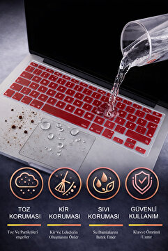 Mcstorey Macbook Kılıf Air Pro Klavye Koruyucu Türkçe Harf Baskılı Eski USB,HDMI,ETHERNET GİRİŞLİ MODEL