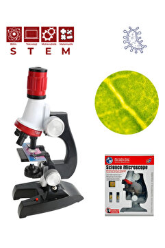 Temel Işıklı Bilimsel Çocuk Mikroskobu 100x 400x 1200x, STEM Eğitim ve Deney Seti