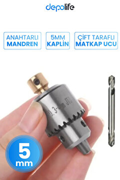 Depolife Motor Için Anahtarlı Mandrel 3 Çeneli 5mm Mil Çaplı Mandren Okul Proje Uygulama Matkap Uçlu