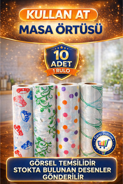 nistabolje 10 Adet Tek Kullanımlık Kullan At Masa Örtüsü Sıvı Geçirmez(1 RULO) 100x120 Cm Piknik Sofra Kağıdı