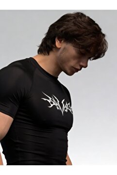 Yokedwear Savage Compression Dar / Slim Bisiklet Yaka Tişört siyah Unisex Genç